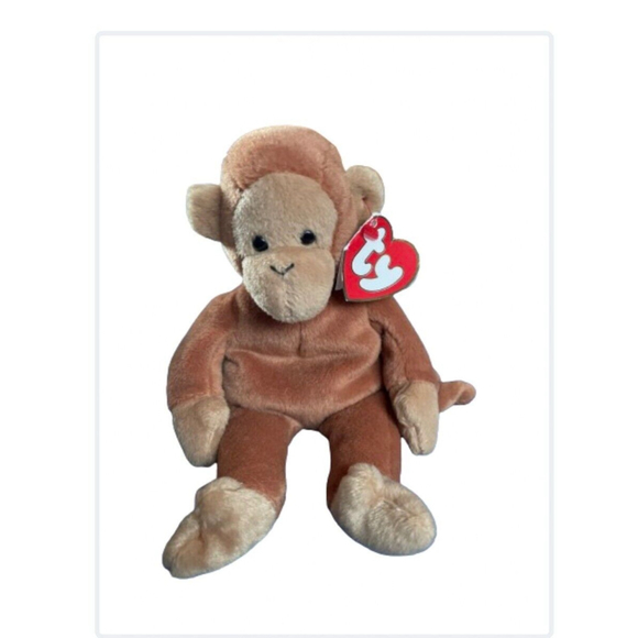 Ty Other - Ty Beanie Baby Bongo Monkey 1995 3rd Gen 2nd Gen tush tag PVC Pellets Brown Tail